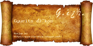 Gyurits Ákos névjegykártya